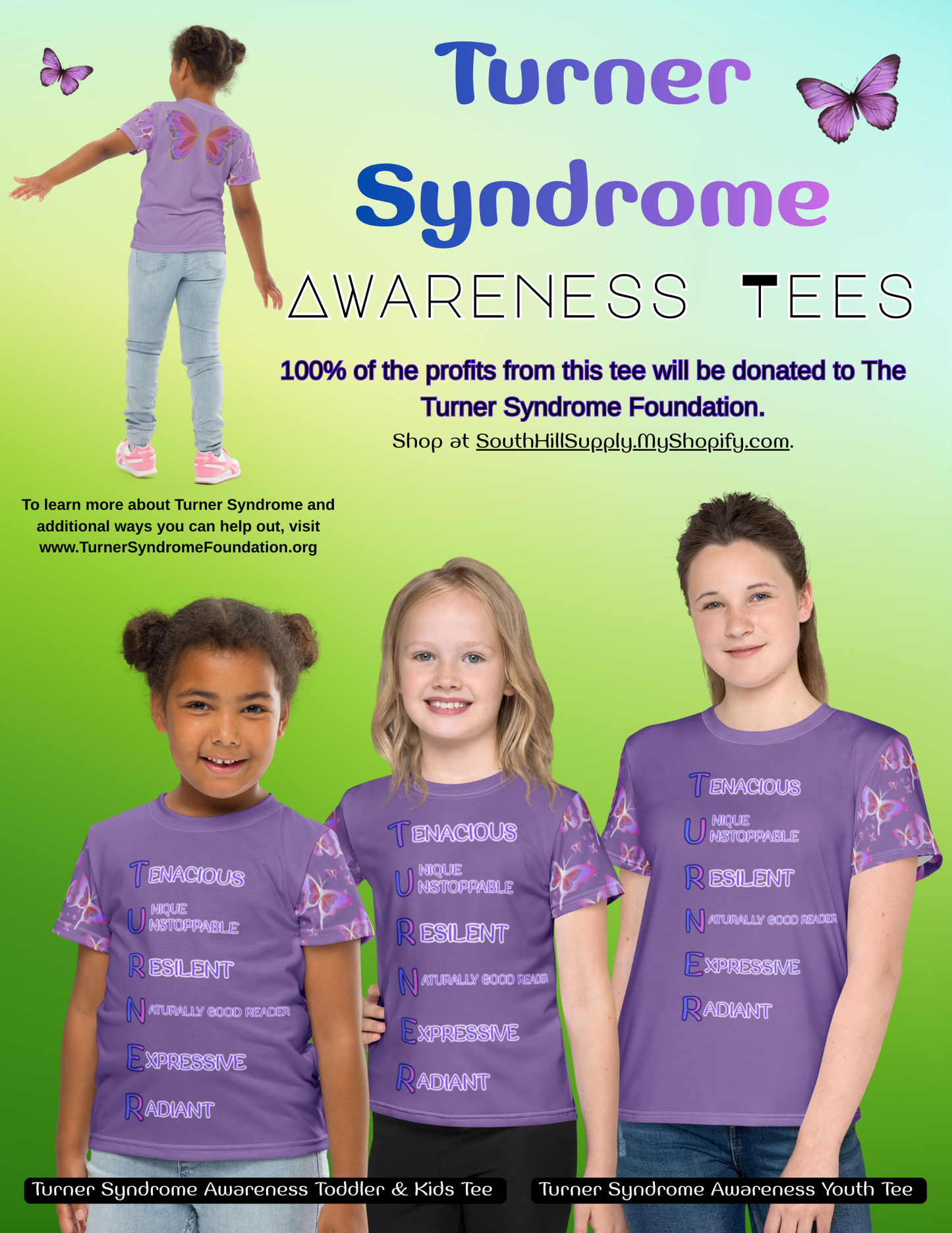 AWARENESS TEE | Turner Syndrome Awareness Toddler & Kid's T-Shirt | Profits Go to The Turner Syndrome Foundation